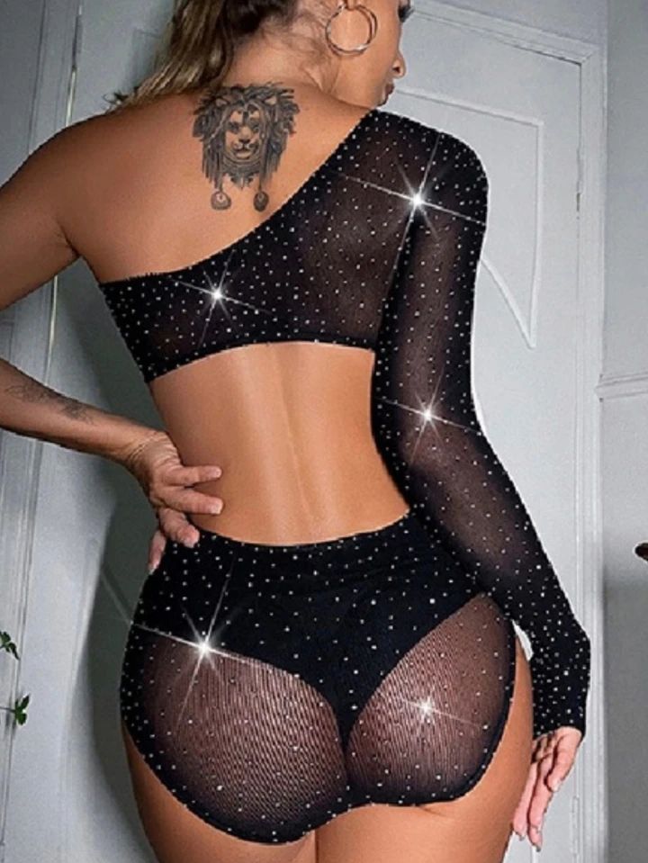 Body en Malla Perlada Una Manga